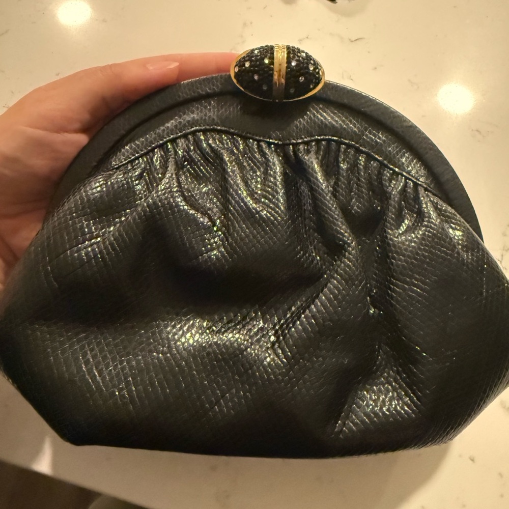 Chic Black Textured Clutch